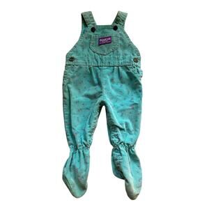 VINTAGE OSHKOSH B’GOSH VESTBAK CORDUROY BLUE FLORAL UNION LABEL USA 3-6 months